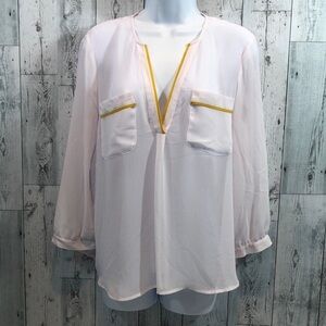 Kensie Sheer V-Neck Blouse Large